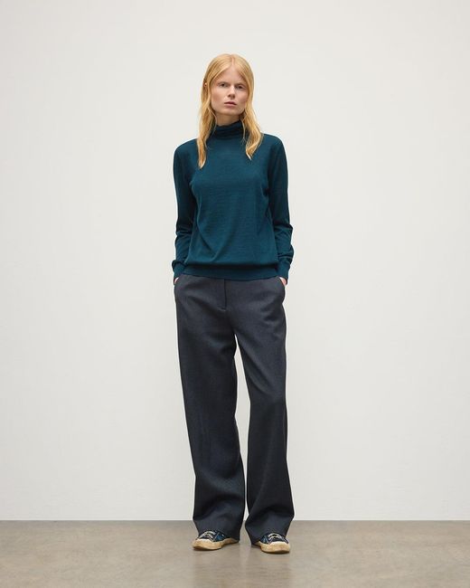 Johnstons Blue Beatrice Funnel Neck Superfine Cashmere Jumper