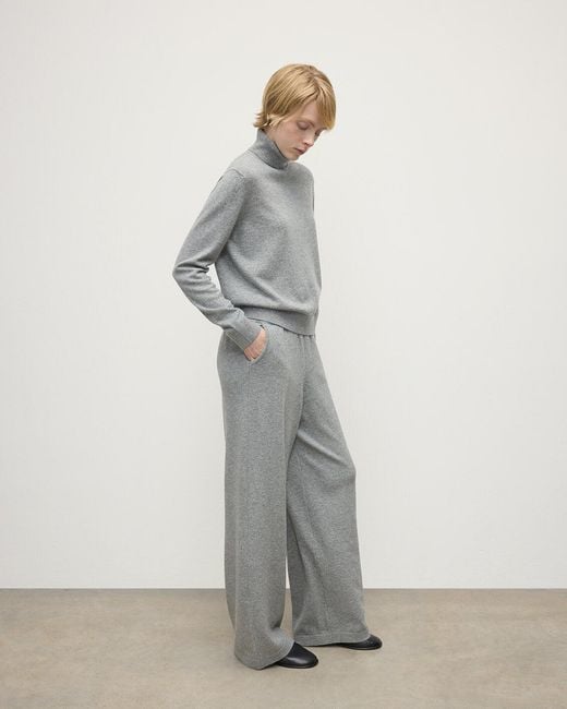 Johnstons Gray Wide Leg Light Cashmere Trousers