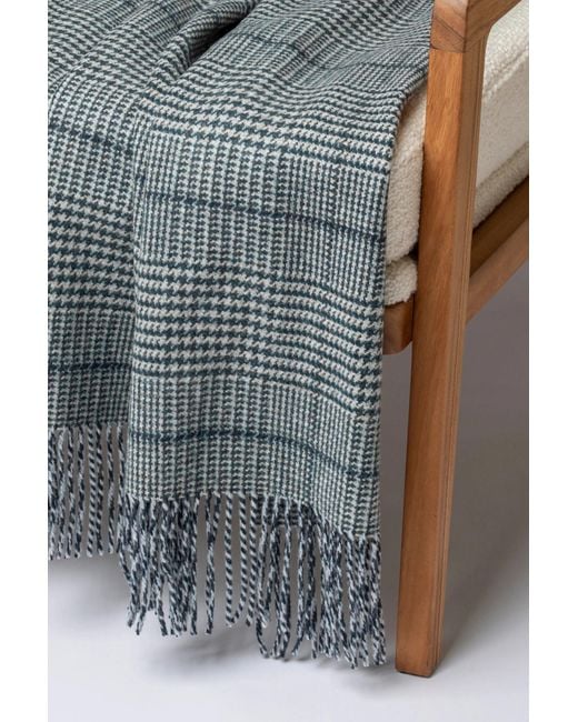 Johnstons Gray Tweed Glen Check Wool Throw