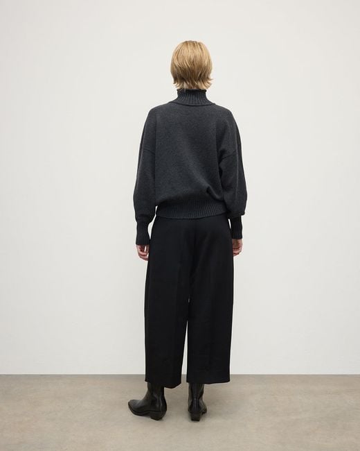 Johnstons Blue High Neck Charcoal Cashmere Jumper