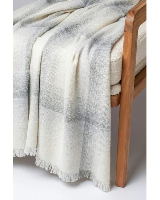 Johnstons White Blurred Cashmere Silk Bouclé Throw