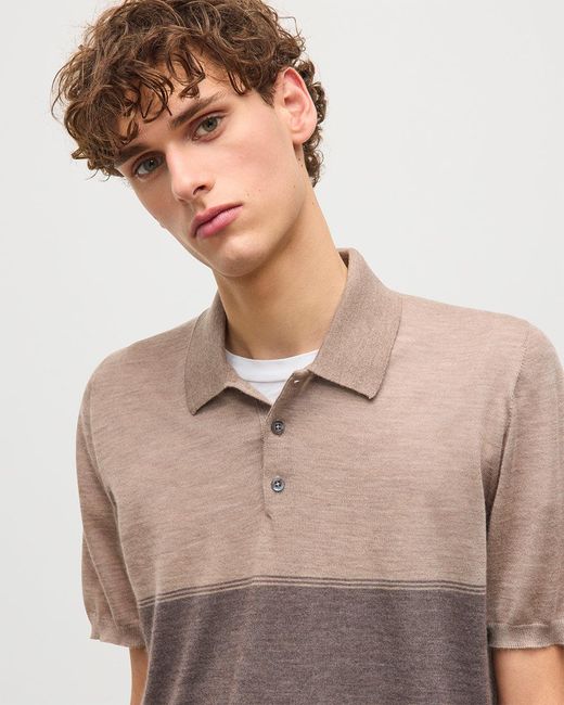 Johnstons Natural Mack Superfine Cashmere Polo Shirt for men