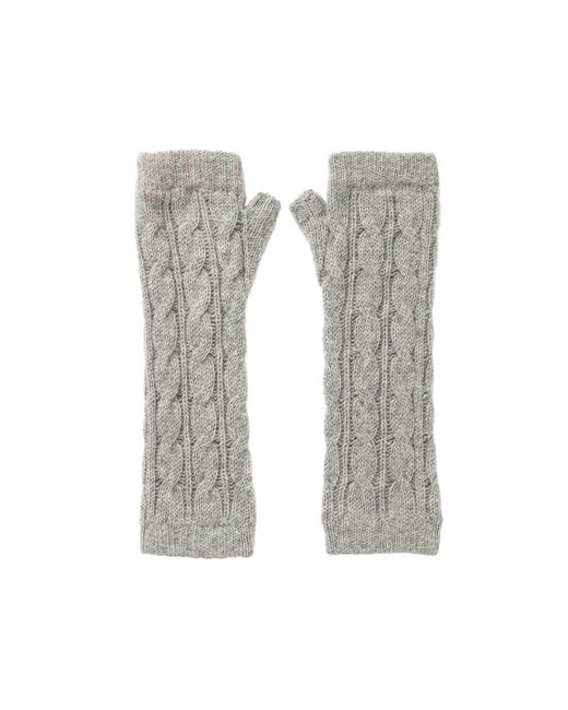 Johnstons Gray Cashmere Gauzy Cable Wrist Warmers