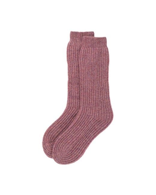 Johnstons Purple Ribbed Cashmere Bed Socks