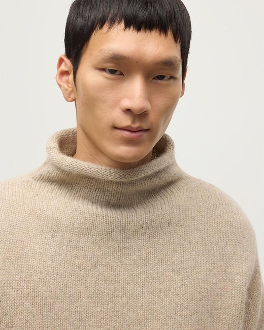 Johnstons White Kester Natural Marl Cashmere Funnel Neck Jumper for men