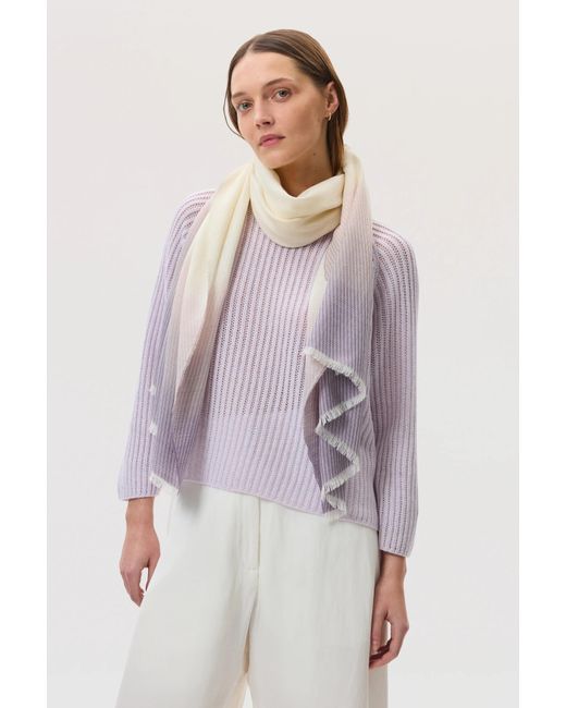 Johnstons Purple Lightweight Ombré Tip Merino Scarf