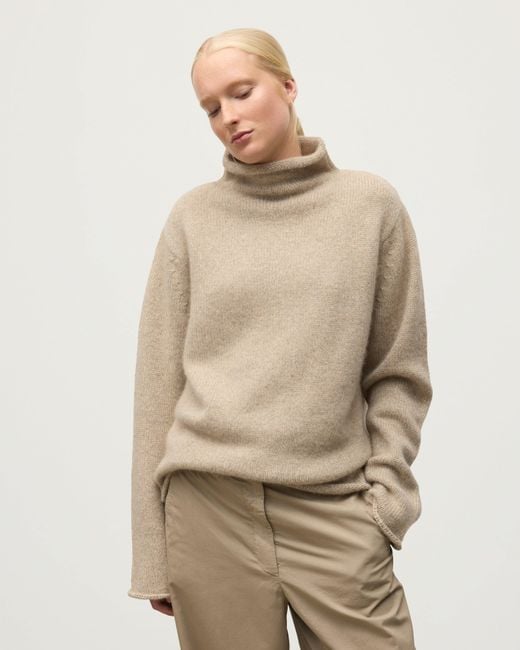 Johnstons Kester Natural Marl Cashmere Funnel Neck Jumper