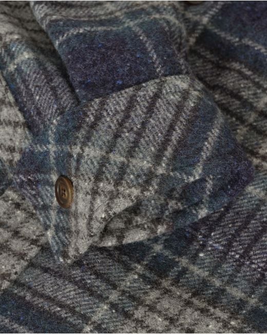 Johnstons Blue Atholl & Bottle Plaid Overshirt