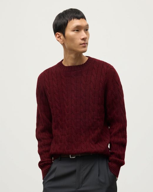 Johnstons Red Calder Dark Cashmere Cable Jumper