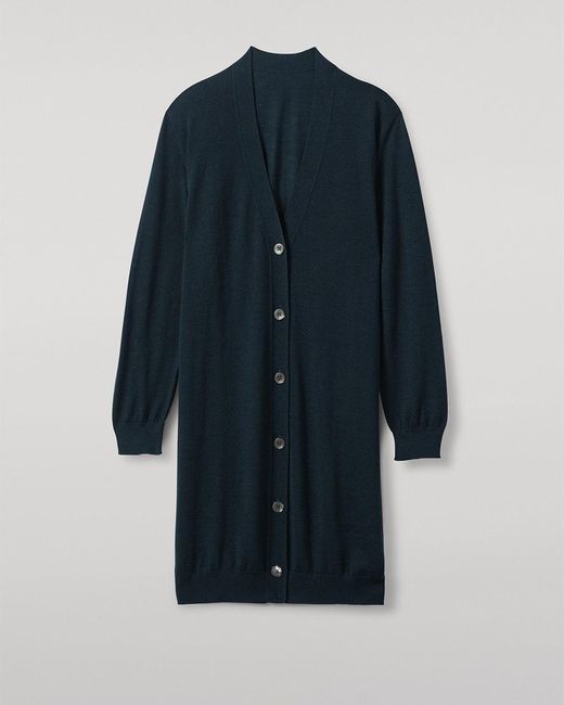 Johnstons Blue Elise Bottle Long Superfine Cashmere Cardigan