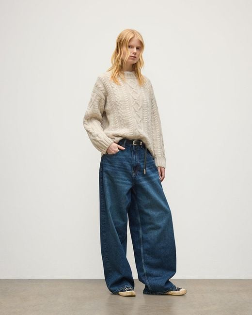Johnstons Blue Mabel Aran Cable Jumper