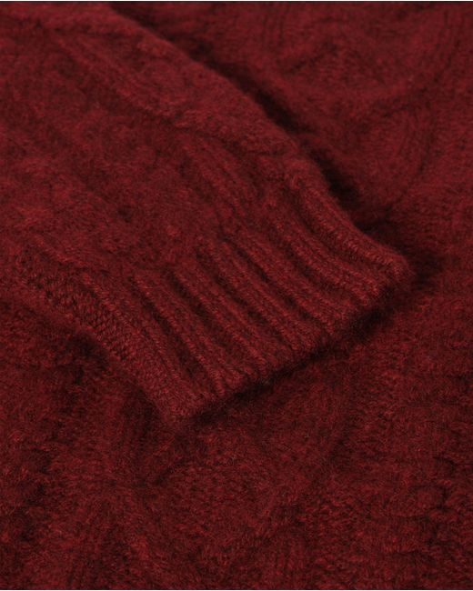 Johnstons Red Macdonald Dark Aran Cable Cashmere Jumper