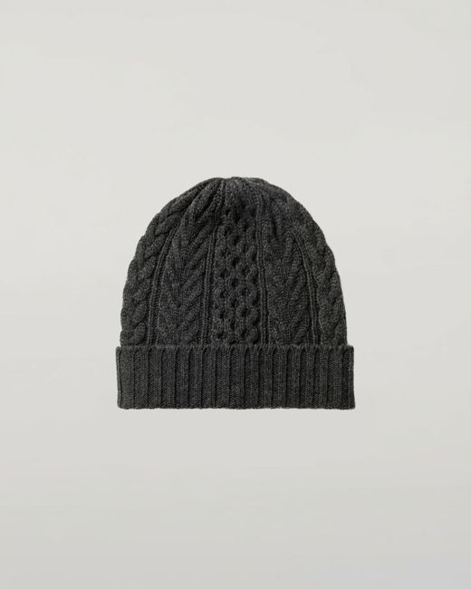Johnstons Black Aran Cable Charcoal Cashmere Beanie