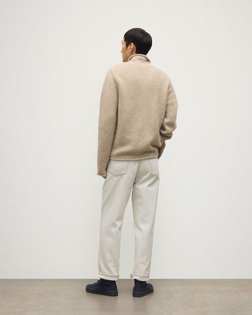 Johnstons White Kester Natural Marl Cashmere Funnel Neck Jumper for men