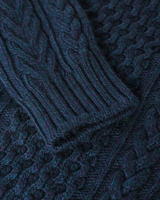 Johnstons Blue Aran Cable Cashmere Jumper