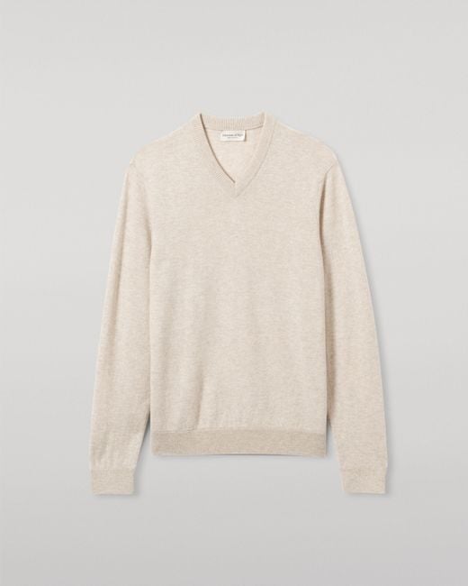 Johnstons White Rory Natural Classic Cashmere V-Neck Jumper for men