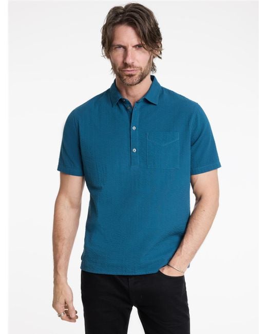 John Varvatos Blue Maurice Popover Shirt for men