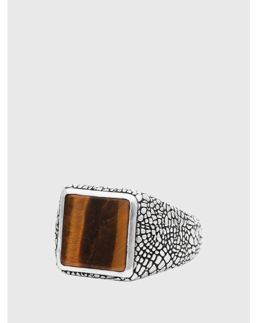 John Varvatos White Snakeskin Signet Statement Ring for men