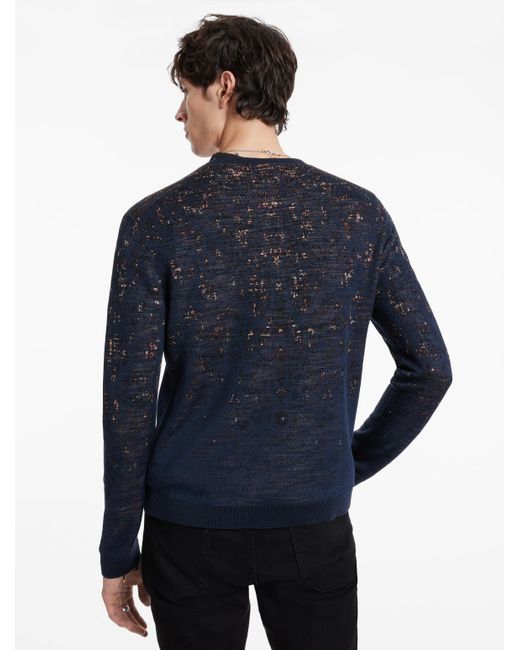 John Varvatos Blue Leao Crewneck Sweater for men