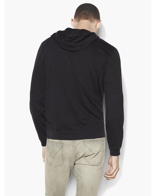 John Varvatos Star USA Men/'s Long Sleeve Faded Zip Front Hoodie Zip Pocket Black
