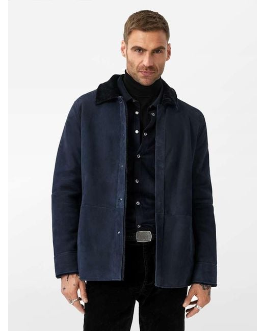 John Varvatos Blue Essex Shearling Jacket for men