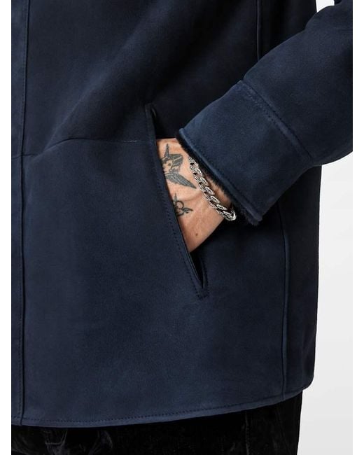 John Varvatos Blue Essex Shearling Jacket for men