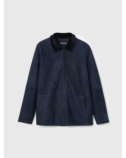 John Varvatos Blue Essex Shearling Jacket for men