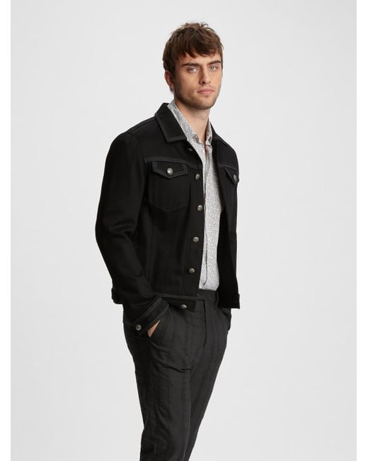 John Varvatos Black Denim Trucker Jacket for men