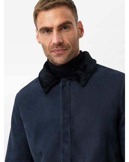 John Varvatos Blue Essex Shearling Jacket for men