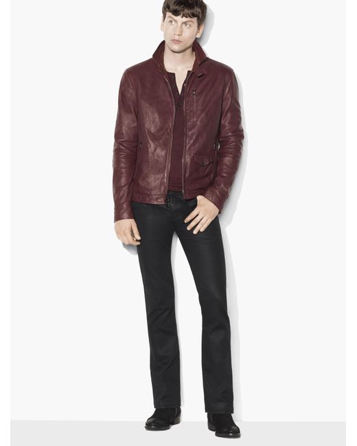 John Varvatos Multicolor Wire Collar Leather Jacket for men