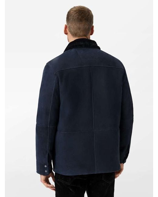 John Varvatos Blue Essex Shearling Jacket for men