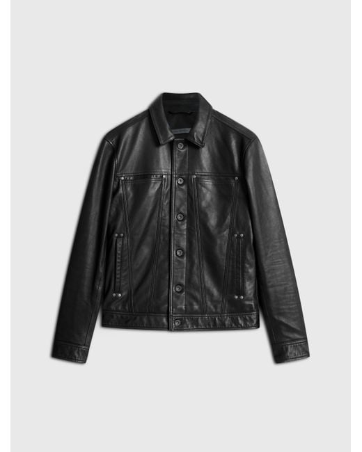 John Varvatos Black Terrance Trucker Jacket for men