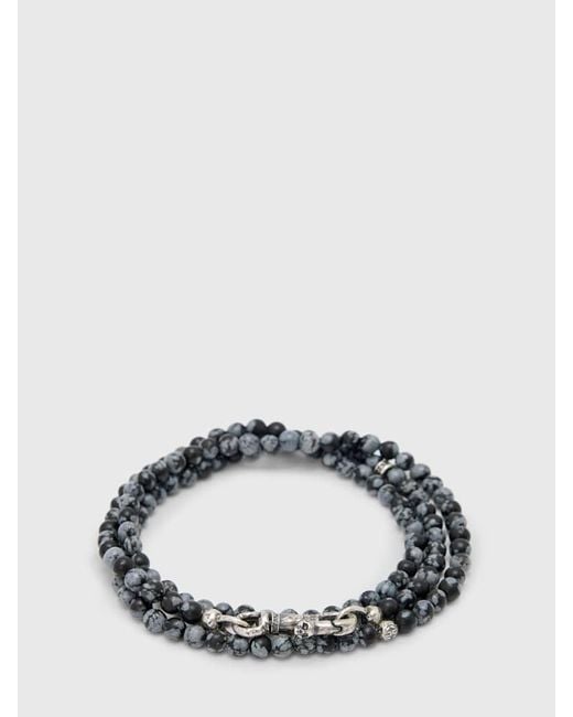 John Varvatos Metallic Obsidian Beaded Necklace for men