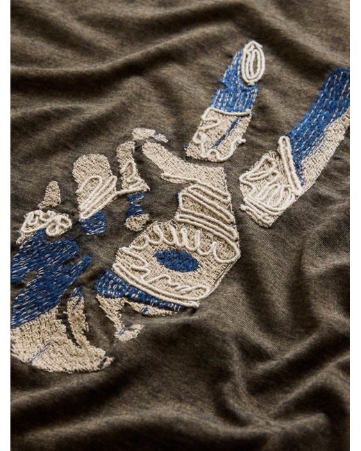 John Varvatos Green Peace Embroidery Tee for men
