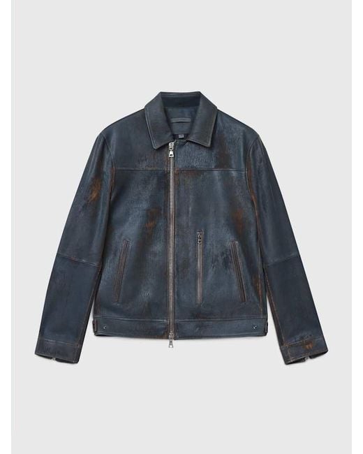 John Varvatos Blue Otis Moto Jacket for men