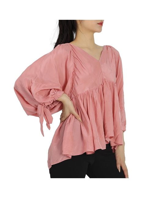 3.1 Phillip Lim Pink Ladies Dusty Empire Waisted V Neck Top, Brand