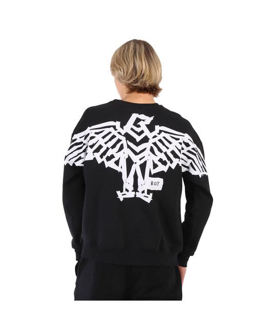 BOY London Black Boy Backprint Tape Eagle Cotton Sweatshirt for men