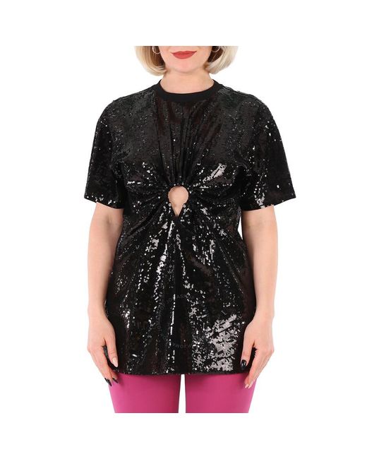 Burberry Black Virginia Sequin Oversize Cut-out T-shirt