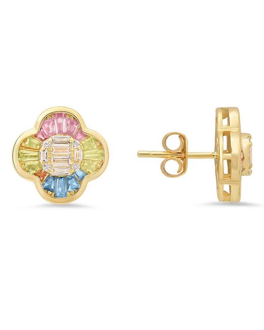 Kylie Harper Metallic 14K Over Pastel Multi-Color Clover Earrings
