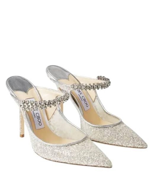 Jimmy Choo Metallic Bing 100 Glitter Tulle Mules, Brand Size 35.5 Us