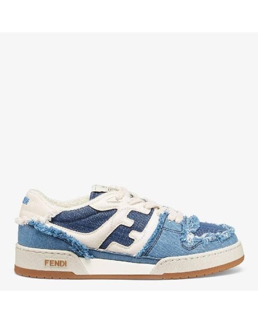 Fendi Blue Match Low-Top Denim Sneakers, Brand Size 36 Us