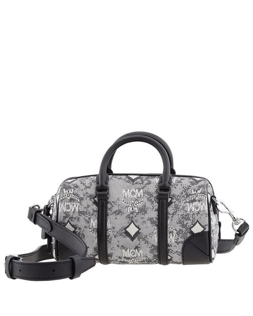 MCM Black Vintage Jacquard Monogram Boston Bag
