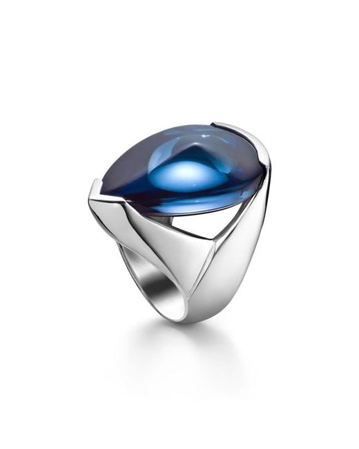 Baccarat Blue Sterling, Crystal Statement Ring 2611850