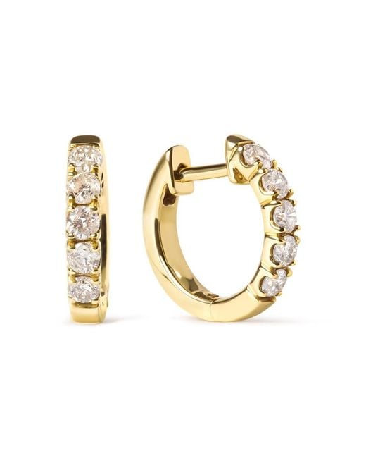 Haus of Brilliance Metallic 10K 1/2 Cttw Round-Cut Diamond Hoop Earrings