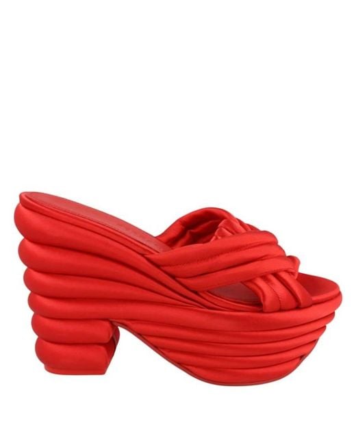 Ferragamo Red Rey Sculptural Platform Sandals