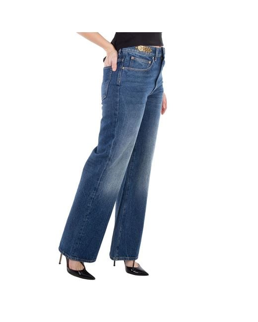 Rabanne Blue Paco Embellished Dark Denim Stone Jeans