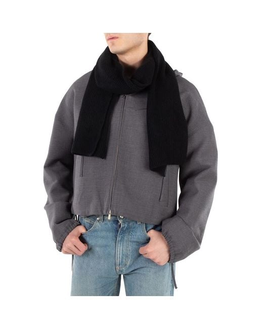 Dunhill Black Ribbed-Detail Cashmere Scarf for men
