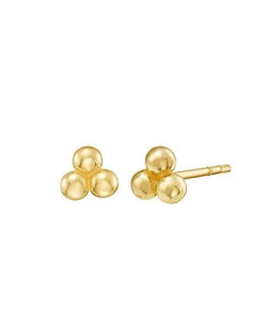 Tresorra Metallic 14K Triple Bead Stud Earrings