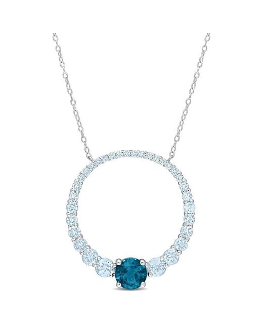 Amour Blue 3 7/8 Ct Tgw Sky Topaz And London Topaz Graduated Open Circle Pendant With Chain