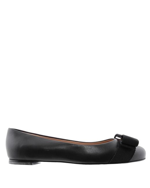 Ferragamo Black Ferragamo Varina Patent Ballet Flats